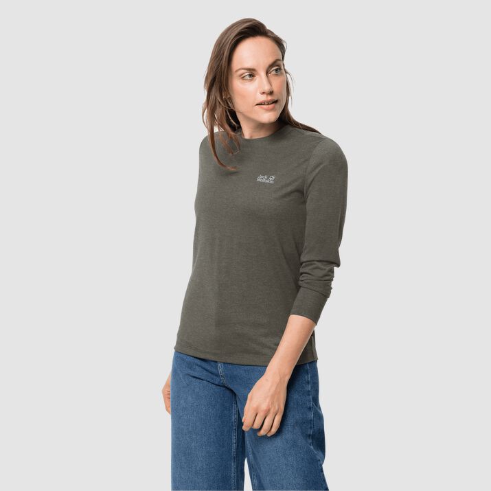 Camiseta Manga Larga Jack Wolfskin Jwp Mujer Verdes Oscuro Mexico-1685239